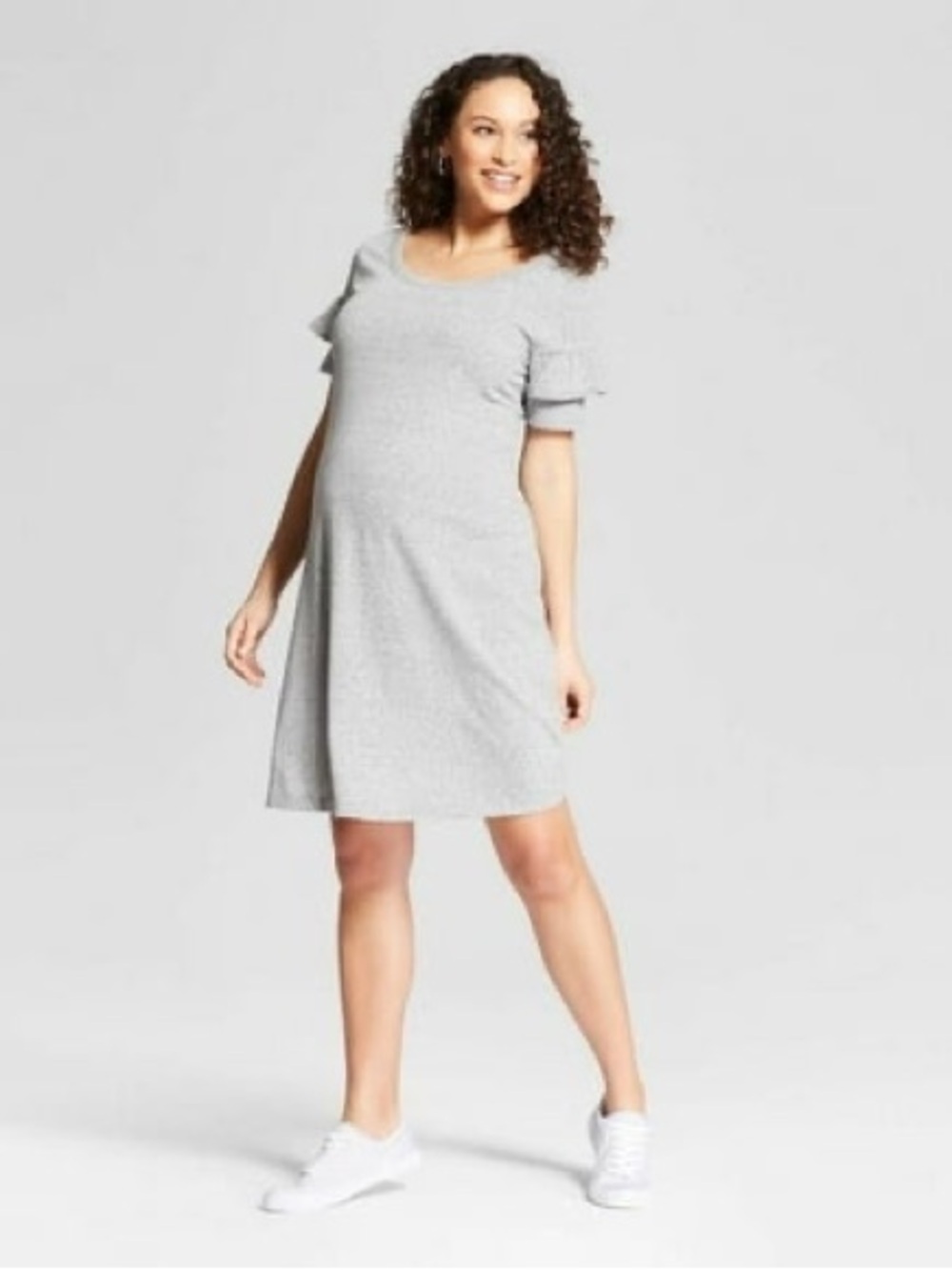 Isabel Maternity by Ingrid & Isabel Heather Gray Layered-Sleeve Maternity Dress